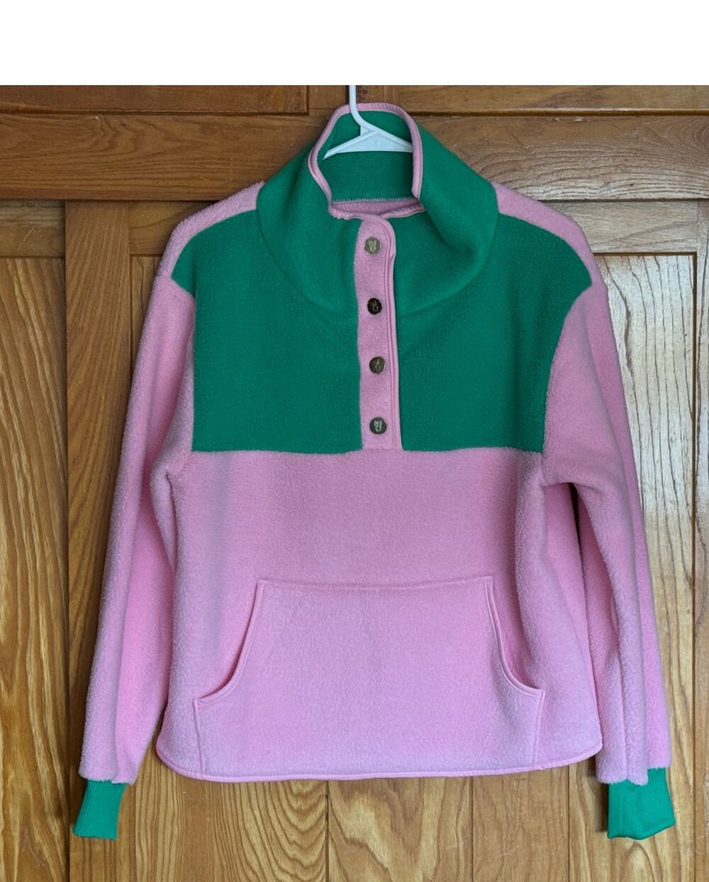 NWT Dudley Stephens Finlay Pullover Pink Green Color-block S